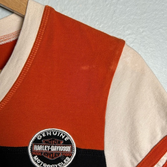 Harley-Davidson WOMEN'S CLASSIC COLORBLOCK V Neck TEE Size S - Picture 8 of 9